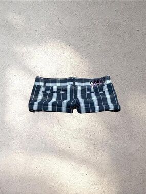 Y2K SRH Low Rise Black & White Plaid Micro Mini Shorts | Grunge McBling Punk Ska